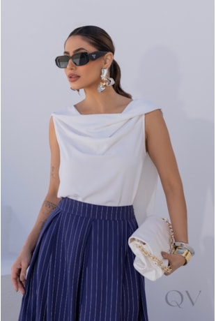 BLUSA EM ALFAIATARIA OFF WHITE - LUZIA FAZZOLLI