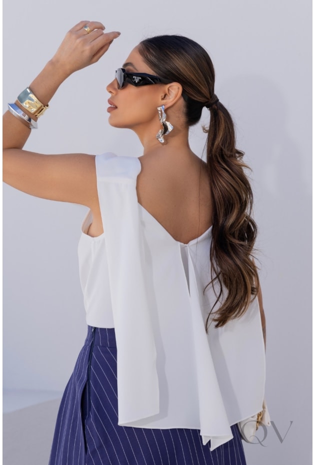 BLUSA EM ALFAIATARIA OFF WHITE - LUZIA FAZZOLLI