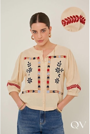 BLUSA EM CAMBRAIA DE LINHO BORDADA GELO - LINDA DE MORRER BLUSA EM CAMBRAIA DE LINHO BORDADA GELO - LINDA DE MORRER