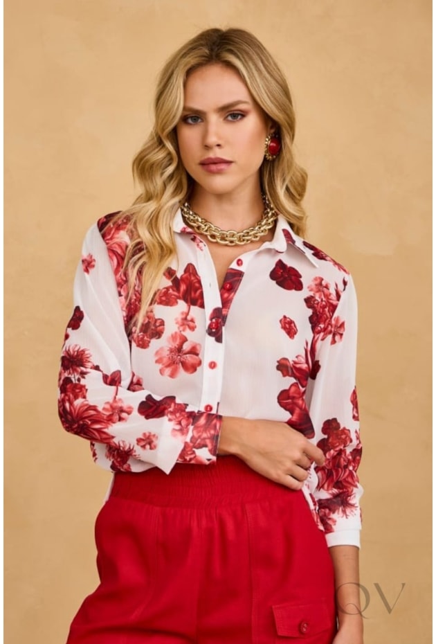 BLUSA EM CHIFFON ESTAMPADA OFF - ARTSY