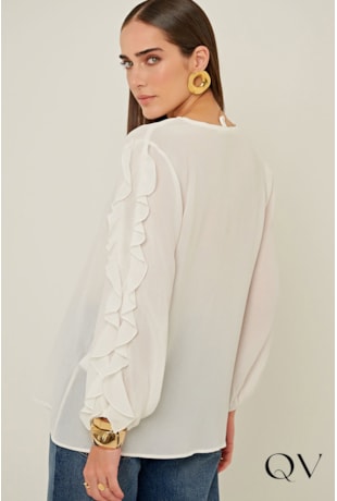 BLUSA EM CREPE DE VISCOSE OFF WHITE - LINDA DE MORRER