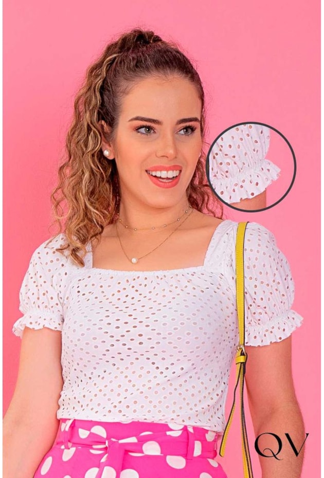BLUSA EM LAISE COM DECOTE QUADRADO OFF WHITE - PURO SHARMY BLUSA EM LAISE COM DECOTE QUADRADO OFF WHITE - PURO SHARMY