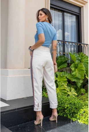 BLUSA EM MALHA CANELADA AZUL - LUZIA FAZZOLLI