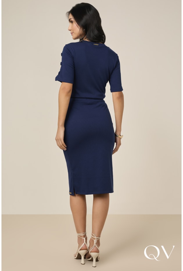 BLUSA EM MALHA CANELADA AZUL MARINHO - TITANIUM JEANS BLUSA EM MALHA CANELADA AZUL MARINHO - TITANIUM JEANS