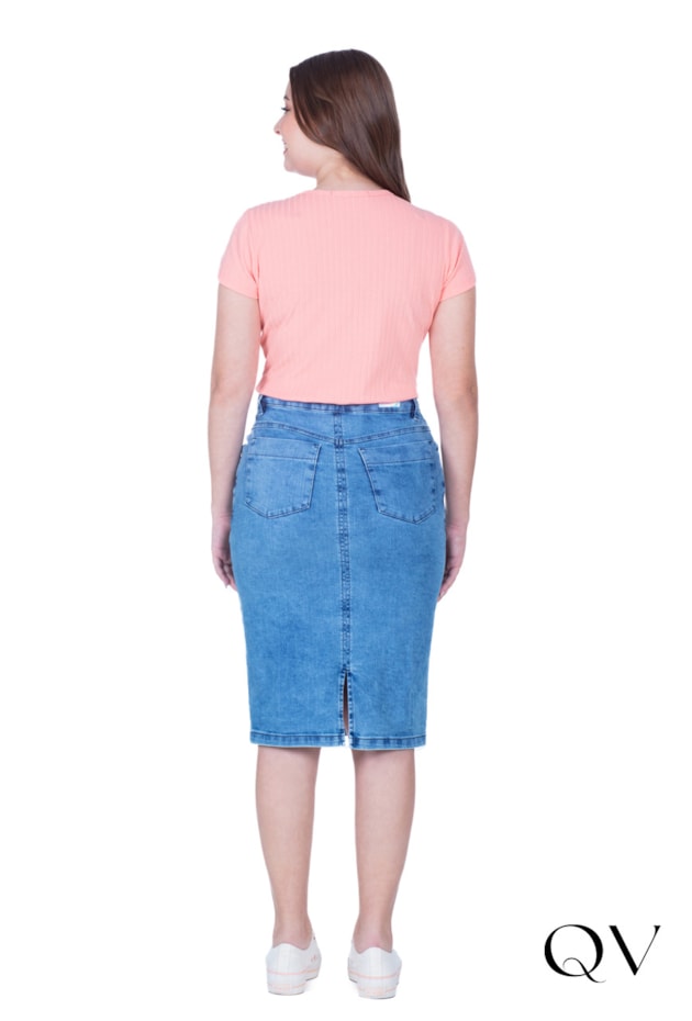 BLUSA EM MALHA CANELADA BASIC CORAL - HAPUK