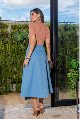 BLUSA EM MALHA CANELADA TERRACOTA - LUZIA FAZZOLLI