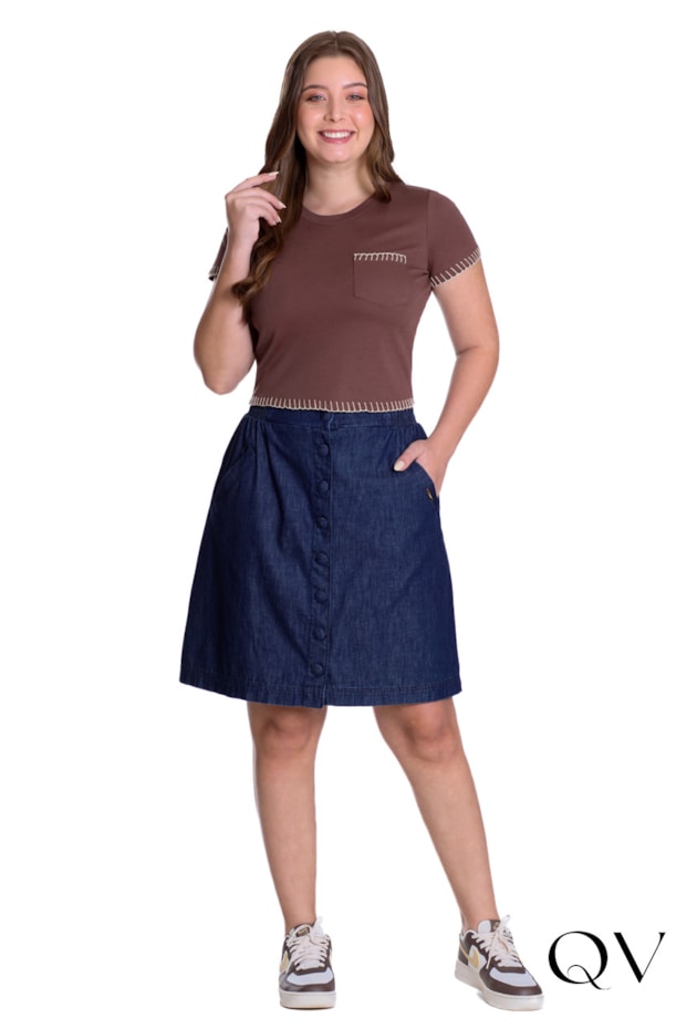 BLUSA EM MALHA COM BOLSO FUNCIONAL MARROM - HAPUK