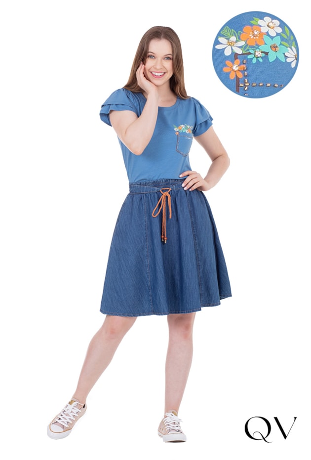 BLUSA EM MALHA COM BORDADO MANUAL AZUL - HAPUK BLUSA EM MALHA COM BORDADO MANUAL AZUL - HAPUK