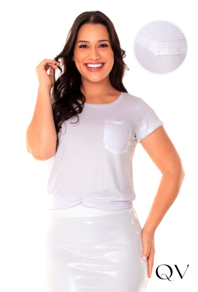 BLUSA EM MALHA COM PAETÊ BRANCA - HAPUK BLUSA EM MALHA COM PAETÊ BRANCA - HAPUK