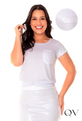 BLUSA EM MALHA COM PAETÊ BRANCA - HAPUK