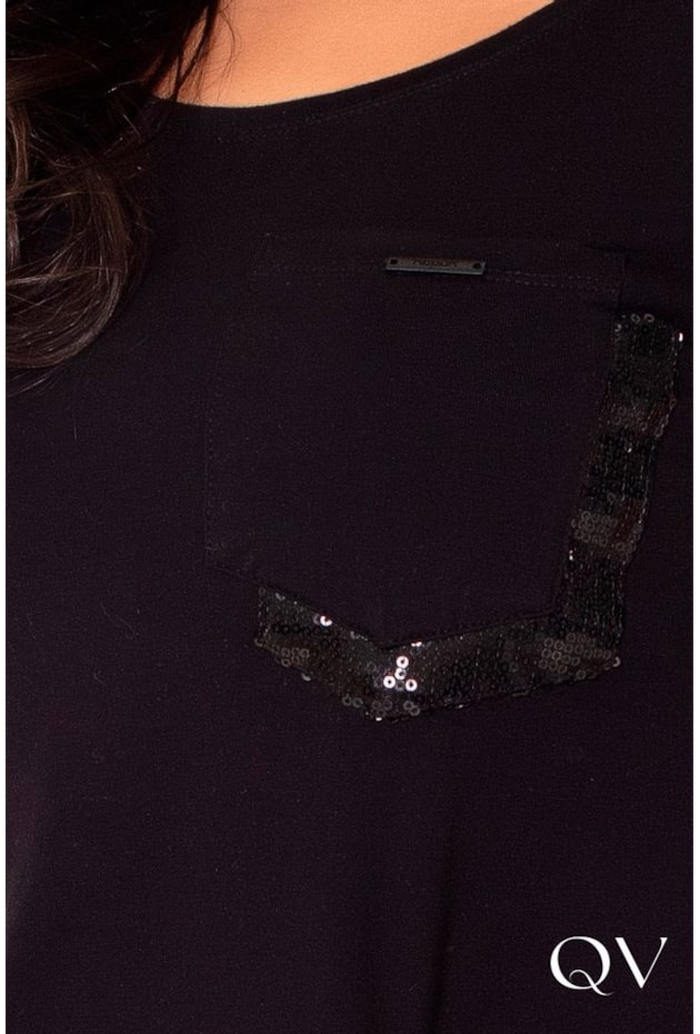 BLUSA EM MALHA COM PAETÊ PRETA - HAPUK BLUSA EM MALHA COM PAETÊ PRETA - HAPUK