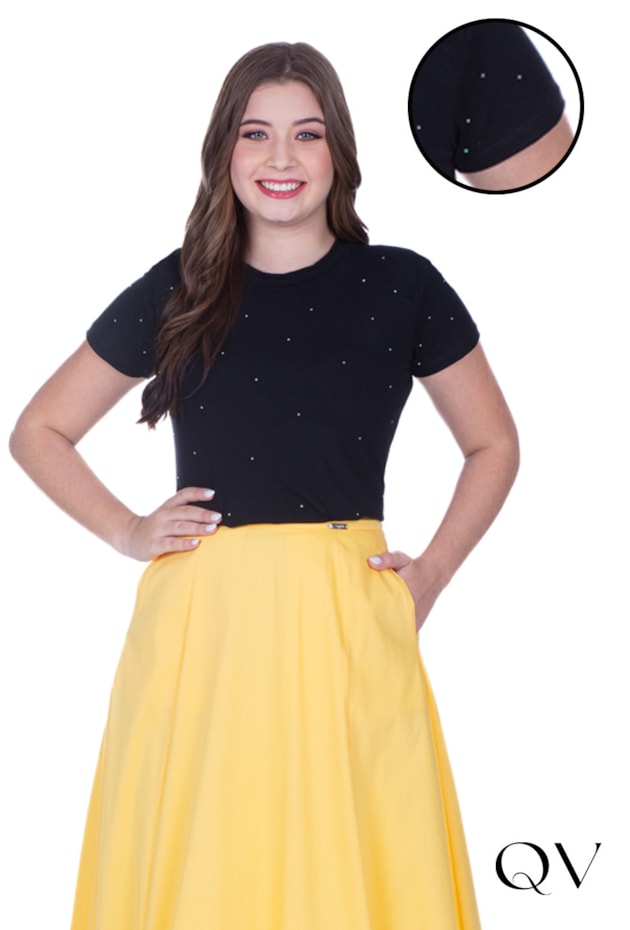 BLUSA EM MALHA COM TERMOCOLANTE PRETO - HAPUK