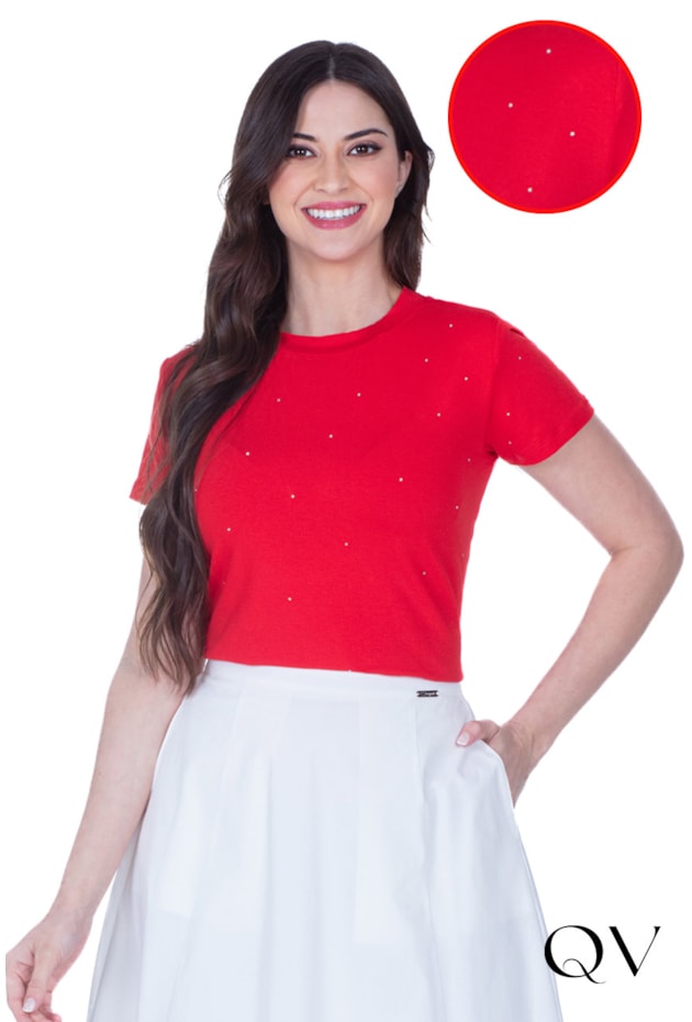 BLUSA EM MALHA COM TERMOCOLANTE VERMELHO - HAPUK