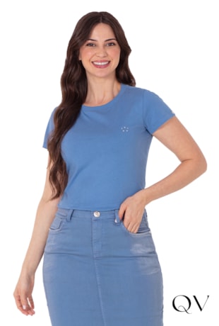 BLUSA EM MALHA DE ALGODÃO AZUL - HAPUK