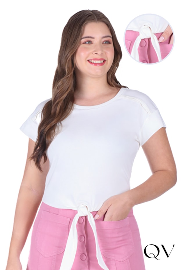 BLUSA EM MALHA DE ALGODÃO COM AMARRAÇÃO OFF - HAPUK BLUSA EM MALHA DE ALGODÃO COM AMARRAÇÃO OFF - HAPUK