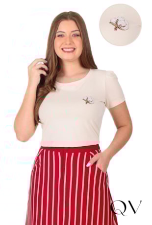 BLUSA EM MALHA DE ALGODÃO SUSTENTÁVEL BEGE - HAPUK