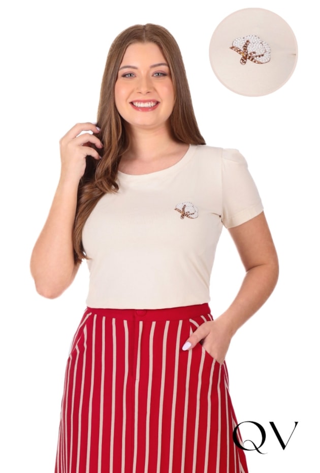 BLUSA EM MALHA DE ALGODÃO SUSTENTÁVEL BEGE - HAPUK