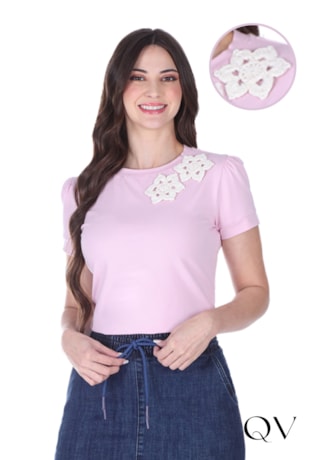 BLUSA EM MALHA DE ALGODÃO SUSTENTÁVEL ROSA - HAPUK