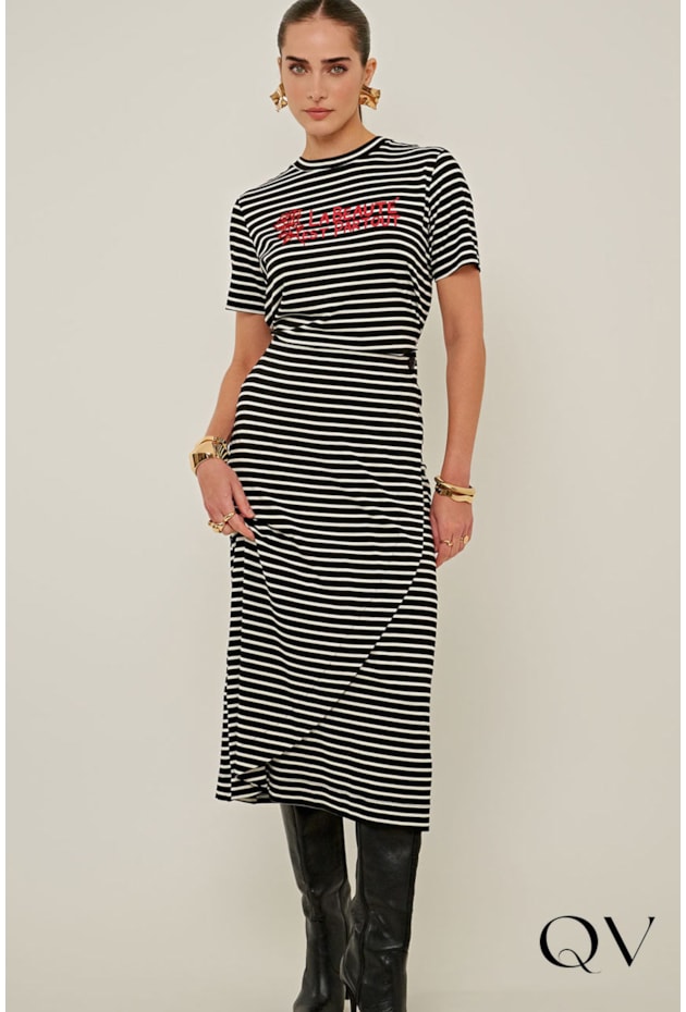 BLUSA EM MALHA DE VISCOSE LISTRADO PRETO - LINDA DE MORRER BLUSA EM MALHA DE VISCOSE LISTRADO PRETO - LINDA DE MORRER