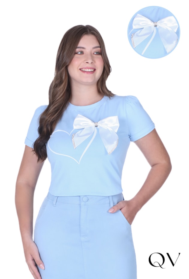 BLUSA EM MALHA ESTAMPA LAÇO AZUL - HAPUK BLUSA EM MALHA ESTAMPA LAÇO AZUL - HAPUK