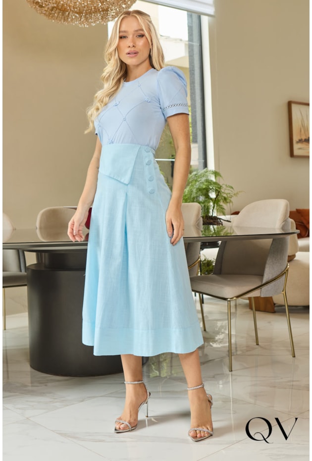 BLUSA EM MALHA GUIPIR FRONTAL AZUL - DOCE MARIA BLUSA EM MALHA GUIPIR FRONTAL AZUL - DOCE MARIA