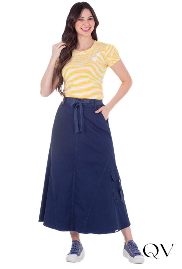 BLUSA EM MALHA LISTRADA EM APLIQUE DE CORAÇÕES AMARELO - HAPUK