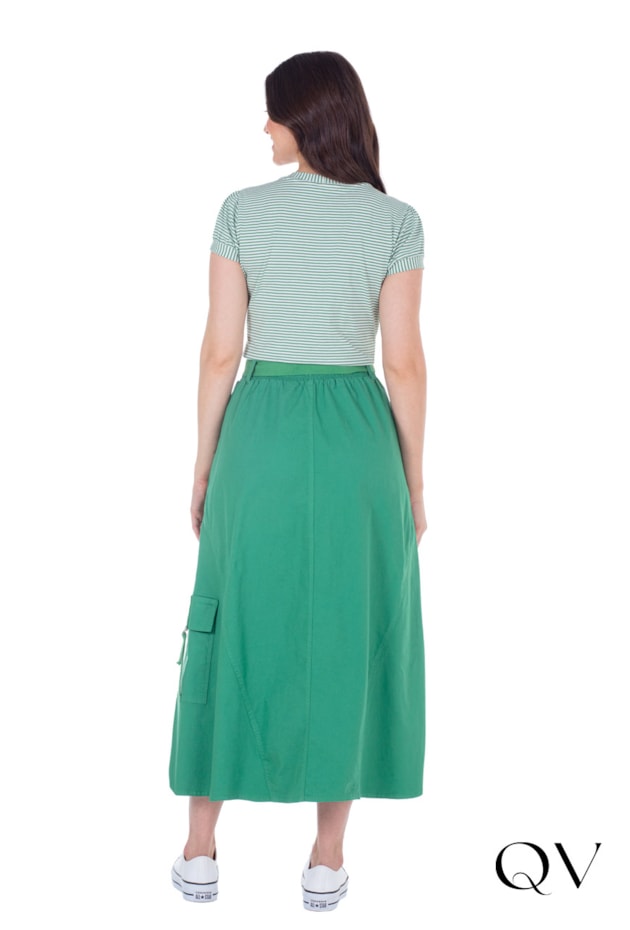 BLUSA EM MALHA LISTRADA EM APLIQUE DE CORAÇÕES VERDE - HAPUK