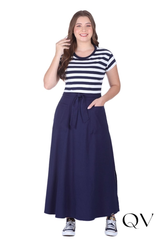 BLUSA EM MALHA LISTRADA RIBANA AZUL ESCURO - HAPUK BLUSA EM MALHA LISTRADA RIBANA AZUL ESCURO - HAPUK