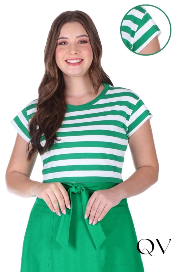 BLUSA EM MALHA LISTRADA RIBANA VERDE - HAPUK