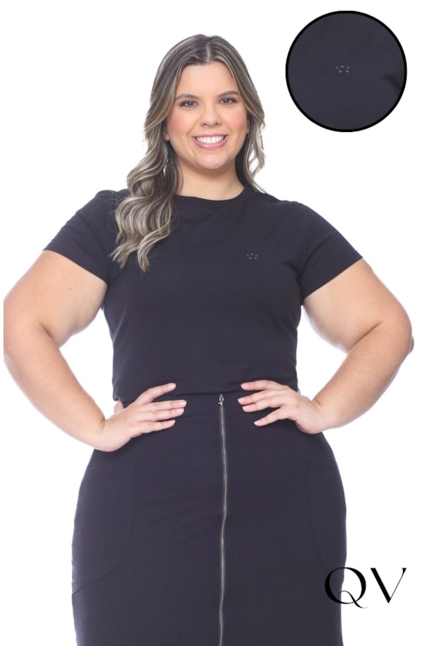 BLUSA EM MALHA PIMA ESTAMPA FRONTAL PRETO - HAPUK