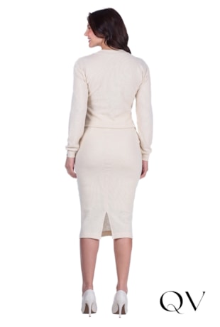 BLUSA EM MALHA RIBANA COM DECOTE REDONDO BEGE - HAPUK