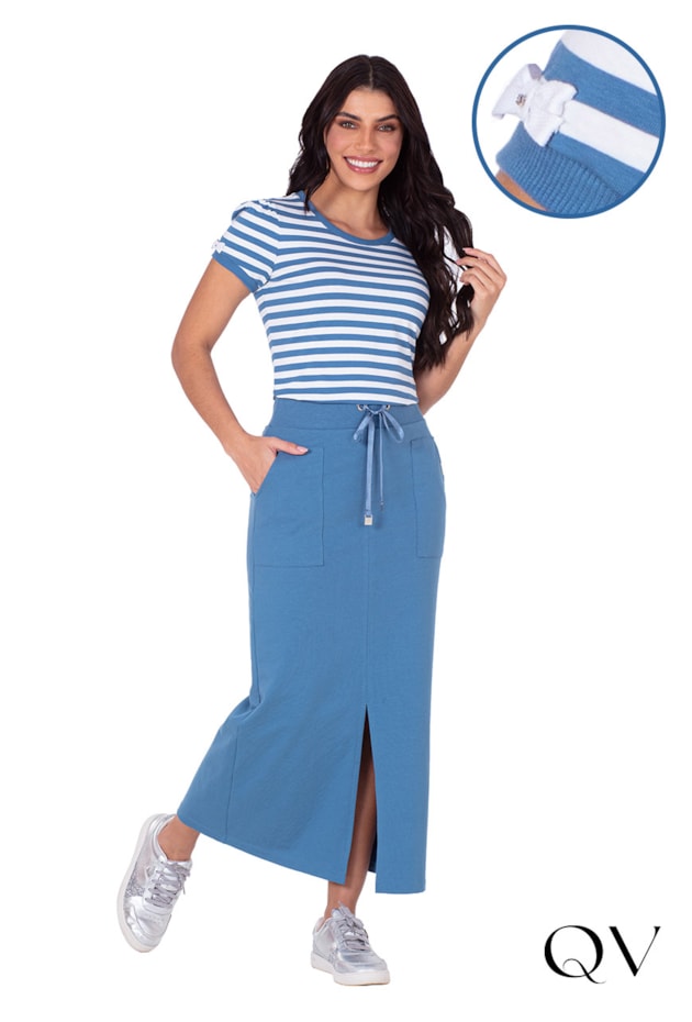 BLUSA EM MALHA RIBANA LISTRADO AZUL - HAPUK BLUSA EM MALHA RIBANA LISTRADO AZUL - HAPUK