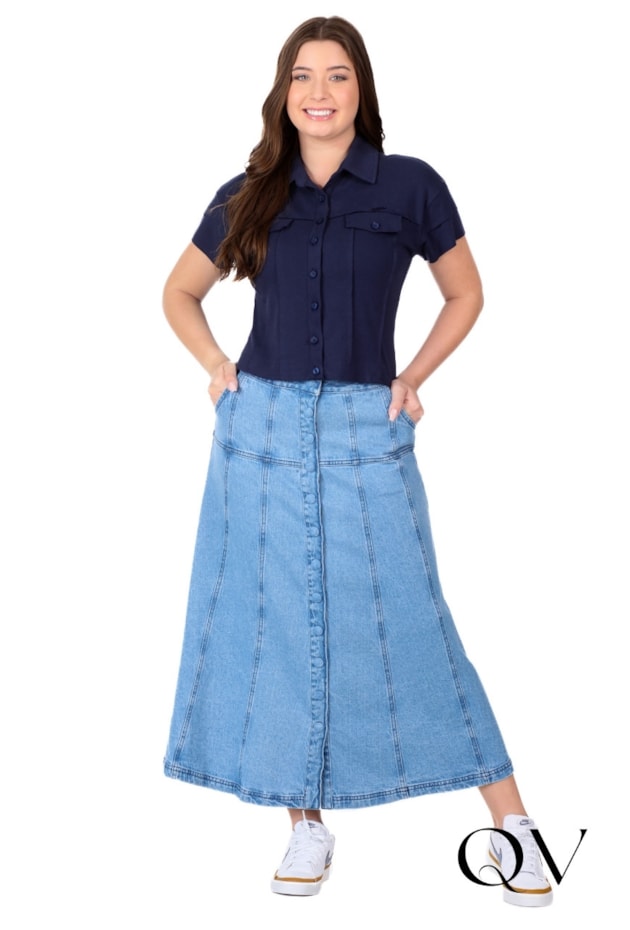 BLUSA EM MALHA SUEDINE E RIBANA AZUL MARINHO - HAPUK