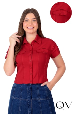 BLUSA EM MALHA SUEDINE E RIBANA VERMELHO - HAPUK