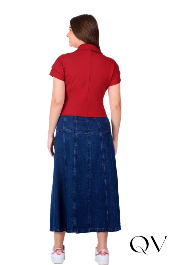 BLUSA EM MALHA SUEDINE E RIBANA VERMELHO - HAPUK