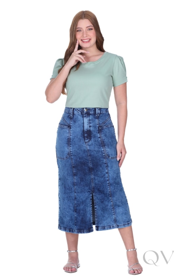 BLUSA EM MALHA SUEDINE TEXTURIZADA EM LISTRAS E RIBANA VERDE - HAPUK