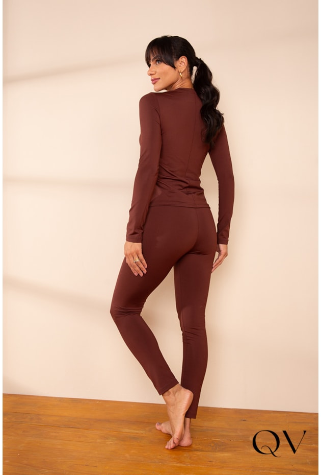 BLUSA EM MALHA TÉRMICA MARROM - LEKAZIS BLUSA EM MALHA TÉRMICA MARROM - LEKAZIS