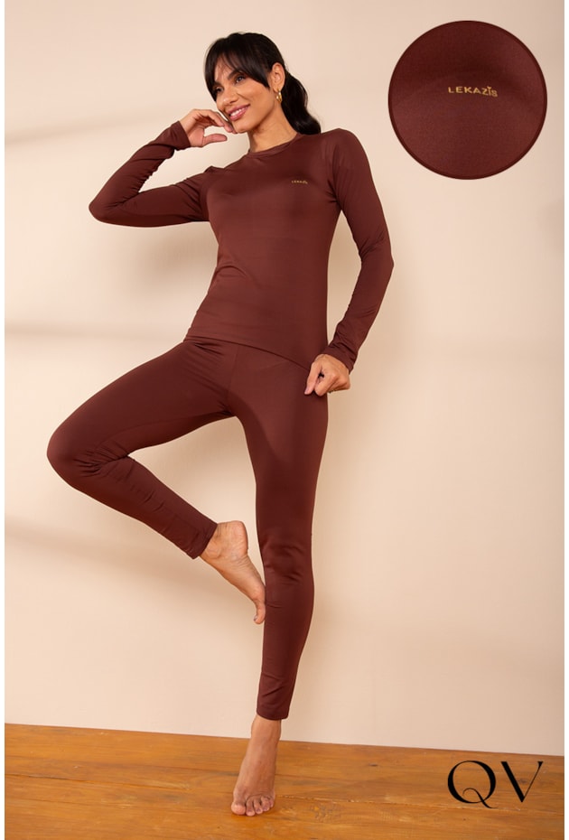 BLUSA EM MALHA TÉRMICA MARROM - LEKAZIS BLUSA EM MALHA TÉRMICA MARROM - LEKAZIS