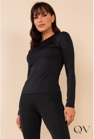 BLUSA EM MALHA TÉRMICA PRETO - LEKAZIS