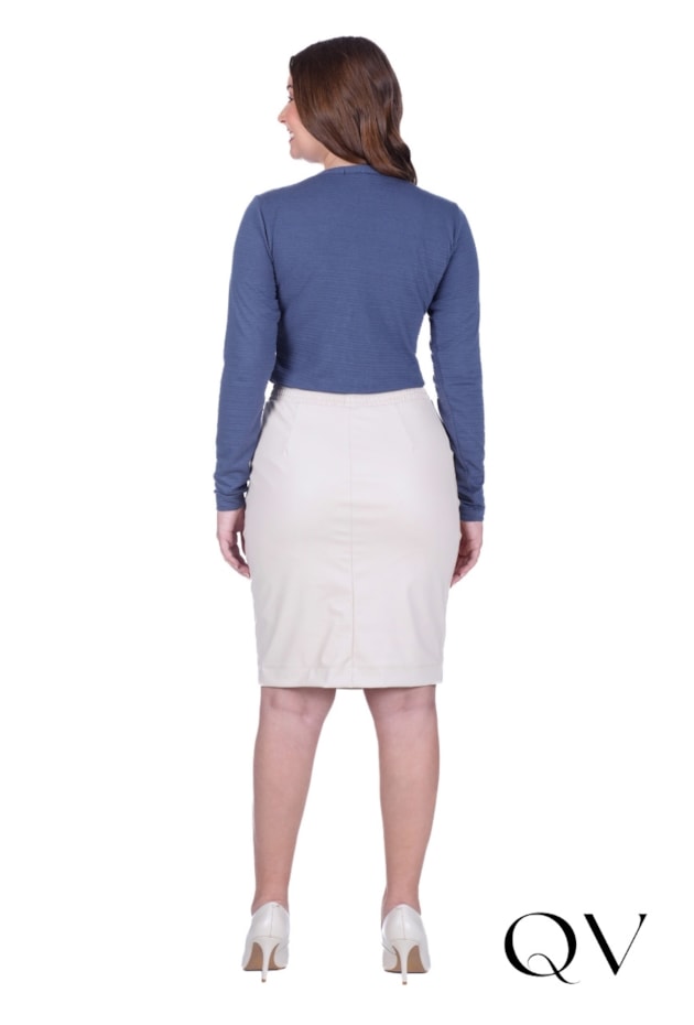 BLUSA EM MALHA TEXTURIZADA COM BOLSO FRONTAL AZUL - HAPUK