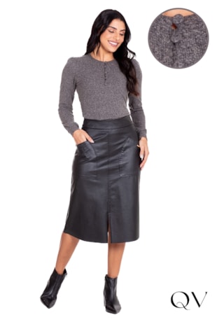 BLUSA EM MALHA TEXTURIZADA PRETO - HAPUK