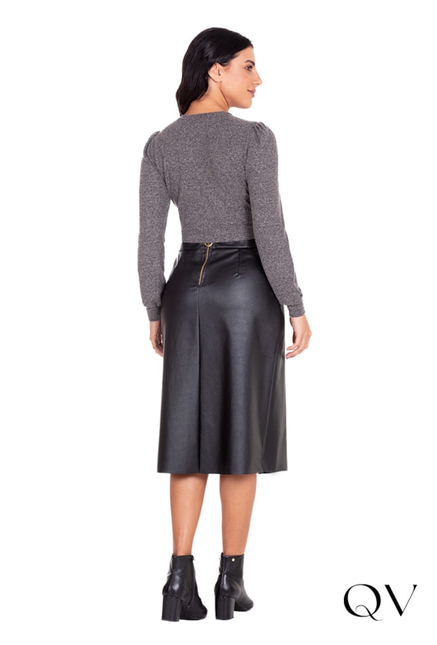 BLUSA EM MALHA TEXTURIZADA PRETO - HAPUK