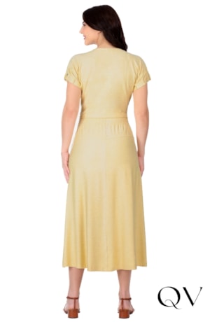 BLUSA EM MALHA VISCOSE MESCLADA COM LINHO AMARELO - HAPUK