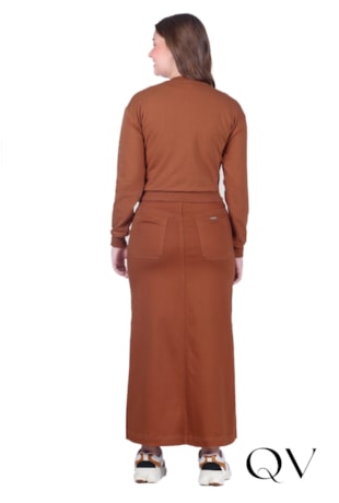 BLUSA EM MOLECOTTON E RIBANA CARAMELO - HAPUK