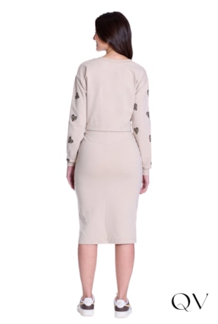 BLUSA EM MOLECOTTON E RIBANA ESTAMPA DE CORAÇÃO BEGE - HAPUK