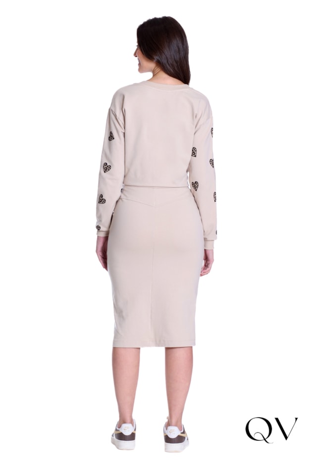 BLUSA EM MOLECOTTON E RIBANA ESTAMPA DE CORAÇÃO BEGE - HAPUK