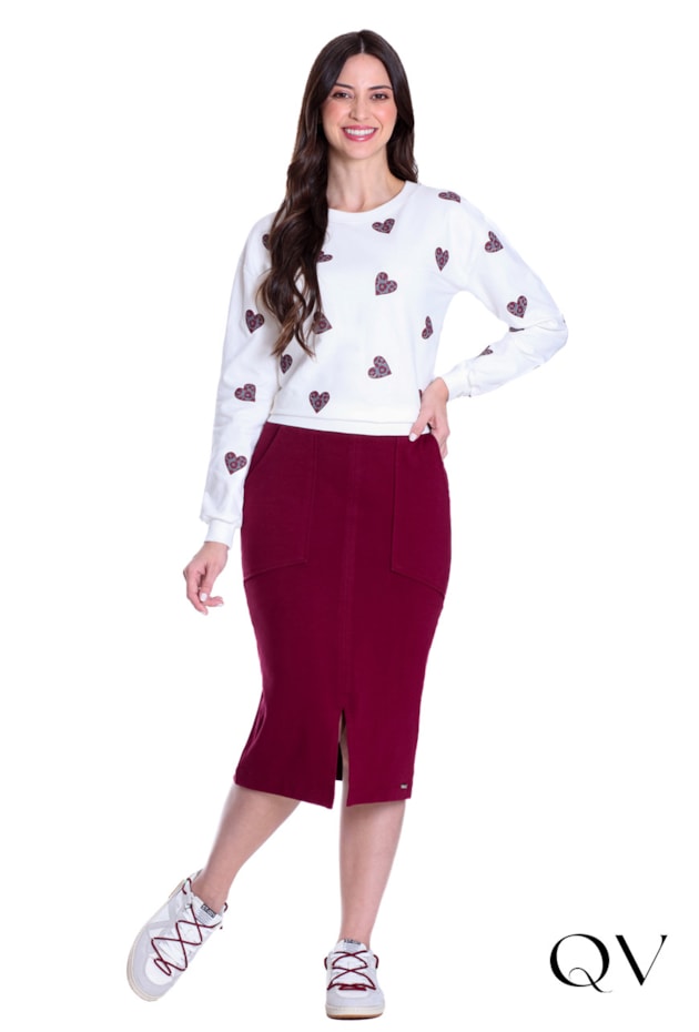 BLUSA EM MOLECOTTON E RIBANA ESTAMPA DE CORAÇÃO OFF - HAPUK