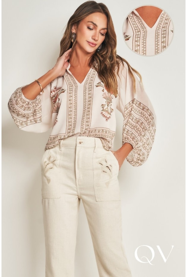 BLUSA EM PLANO CHIFFON SOFT VERDE - DOCE TRAMA