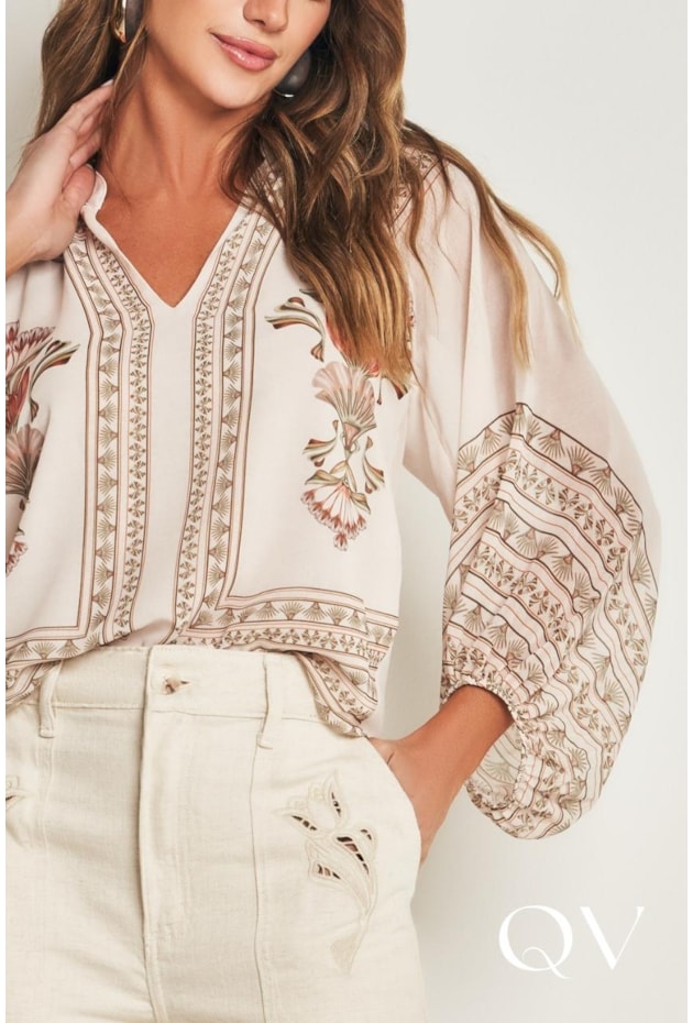 BLUSA EM PLANO CHIFFON SOFT VERDE - DOCE TRAMA