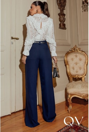 BLUSA EM RENDA COM BABADOS OFF - LUZIA FAZZOLLI